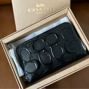 Coach Small Signature Patent Leather Zip Around Wallet